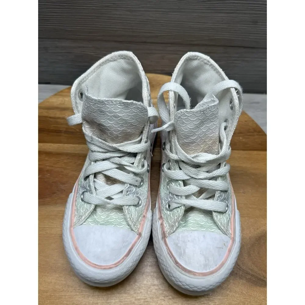 Converse Shoes Sz11 Youth Chuck Taylor Lift Hi Top Pastel Mermaid Scales 372752C
